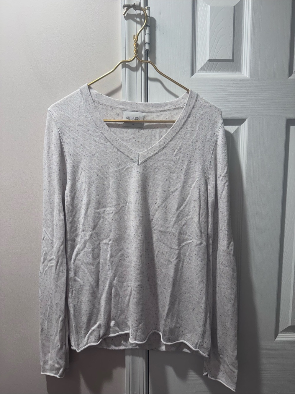 Stitches + Stripes Speckled V Neck Sweater Medium